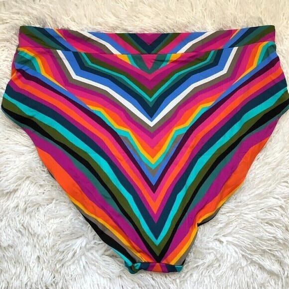 Trina Turk Womens Reversible Louvre High Waisted Swim Bottom Size 12 - Picture 4 of 8